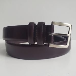 BOSCA Quality Mens Brown Leather Belt  Dressy Casual Double Keeper Made in Italy
